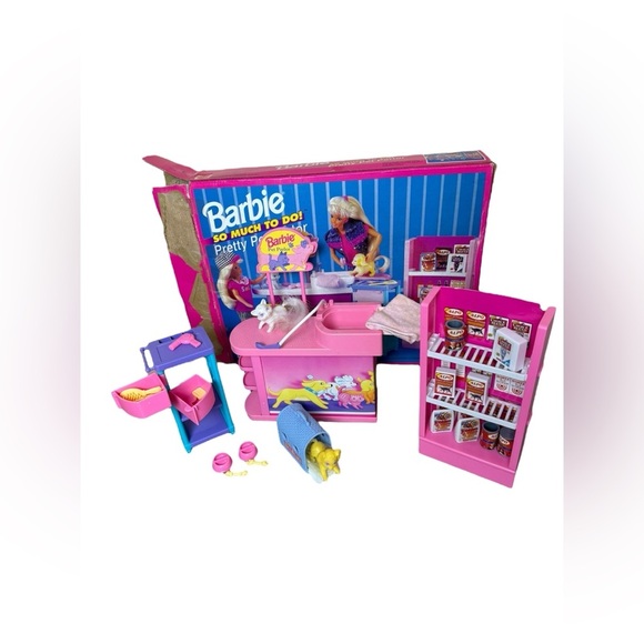 Vintage 1995 Barbie So Much To Do Pretty Pet Parlor Cat Dog Accessories Play Set - Picture 1 of 13